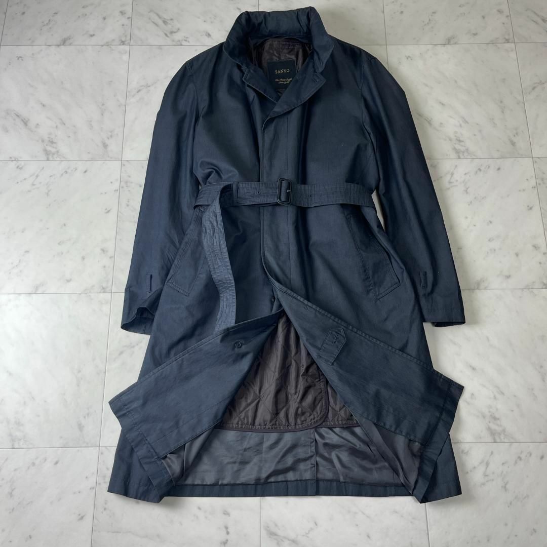 SANYO(サンヨー)のSANYO 100年コート L ライナー付き ステンカラー ロングコート 黒 紺 メンズのジャケット/アウター(ステンカラーコート)の商品写真