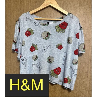 エイチアンドエム(H&M)のH&M レーヨン100% ファーストフード柄プリントTシャツ レディース(Tシャツ(半袖/袖なし))