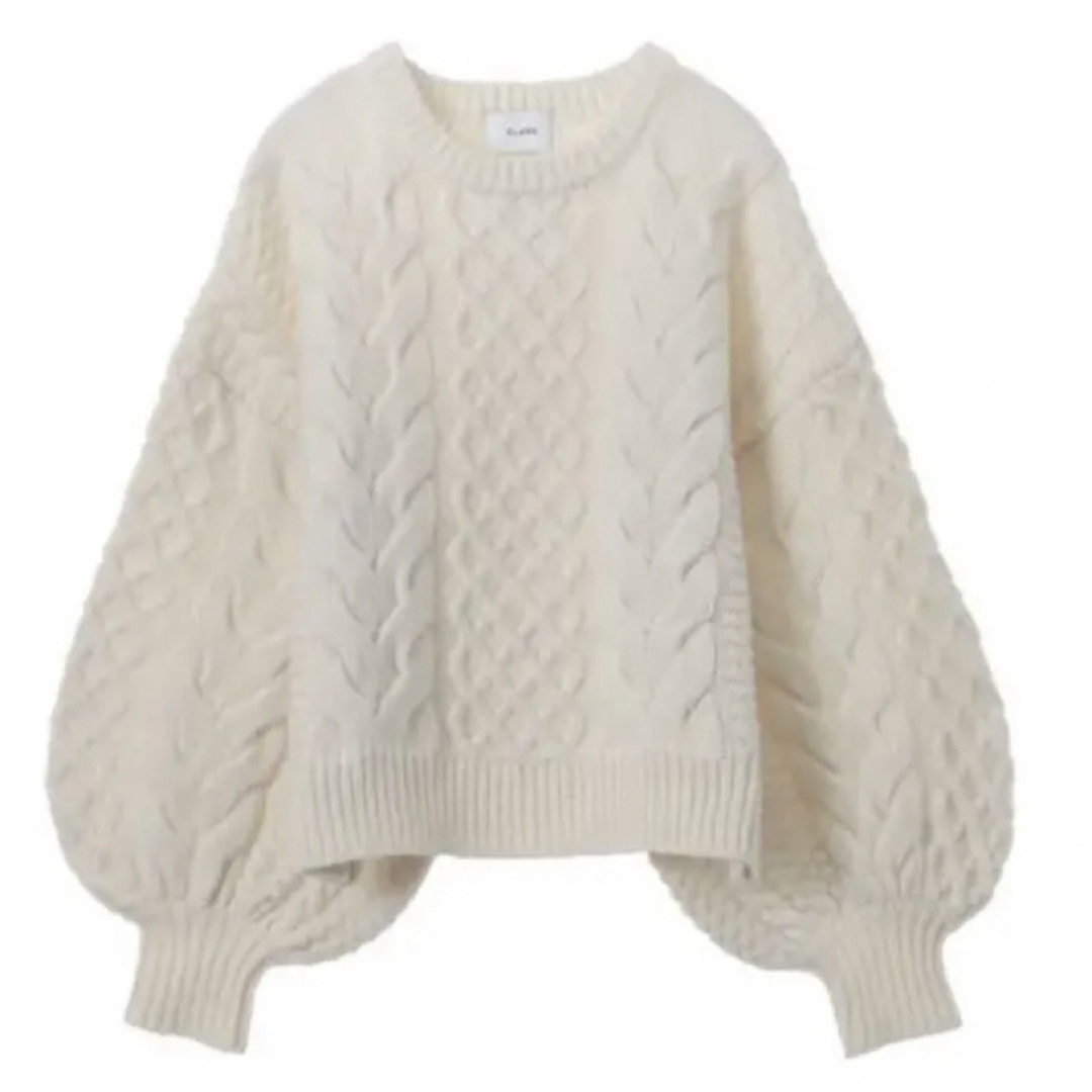 レディースCLANE  CABLE PUFF KNIT TOPS WHITE サイズ2