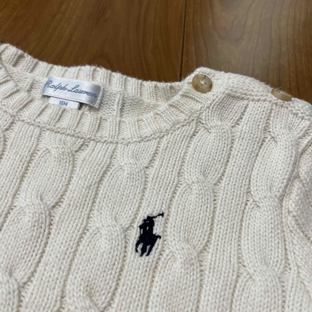 Ralph Lauren(ラルフローレン)の美品！ラルフローレン＊80サイズ　ケーブルニット キッズ/ベビー/マタニティのベビー服(~85cm)(ニット/セーター)の商品写真