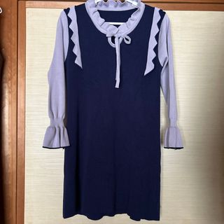 ニット風　綿混ワンピース　2XL(ひざ丈ワンピース)