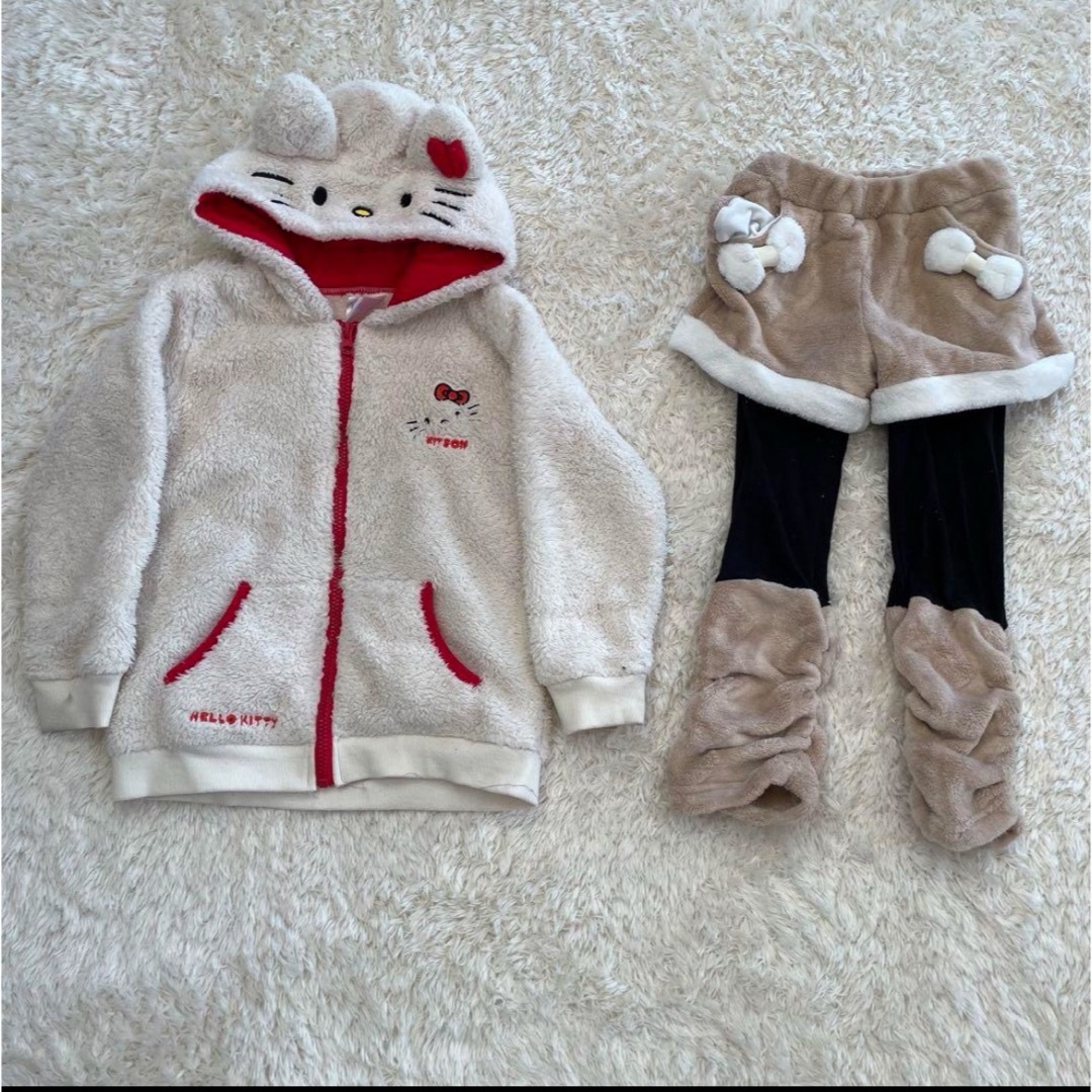 ハローキティ(ハローキティ)のkitson hello kitty 120サイズ　モコモコ　セットアップ キッズ/ベビー/マタニティのキッズ服女の子用(90cm~)(ジャケット/上着)の商品写真