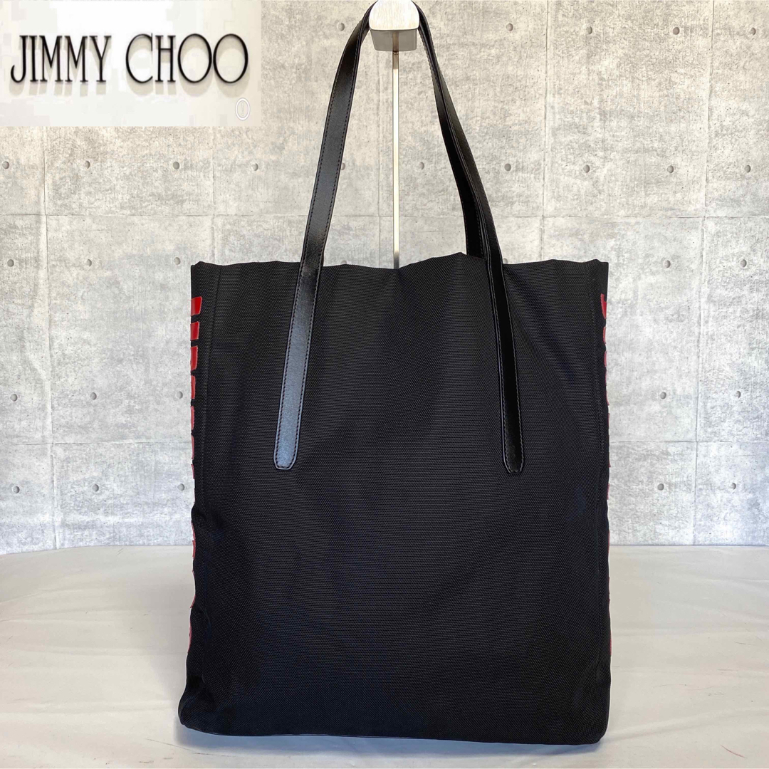 【良品】JIMMY CHOO PIMLICO N/S キャンバス トートバッグロイヤルブランド0101