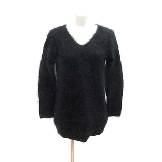 アンタイトル(UNTITLED)のUNTITLED ニット セーター シャギー Vネック 長袖 ウール 2 黒(ニット/セーター)