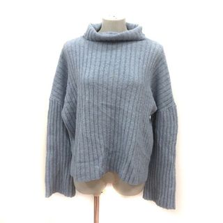 マウジー(moussy)のマウジー ニット セーター オフタートル オーバーサイズ リブ 長袖 F 青(ニット/セーター)