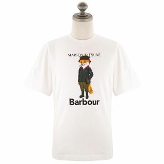 バーブァー(Barbour)のBARBOUR×MAISON KITSUNE バブアー×メゾンキツネ 2023年-2024年秋冬新作 半袖Tシャツ MTS1224 男女兼用 コラボ WH11 ホワイト Lサイズ(Tシャツ/カットソー(半袖/袖なし))