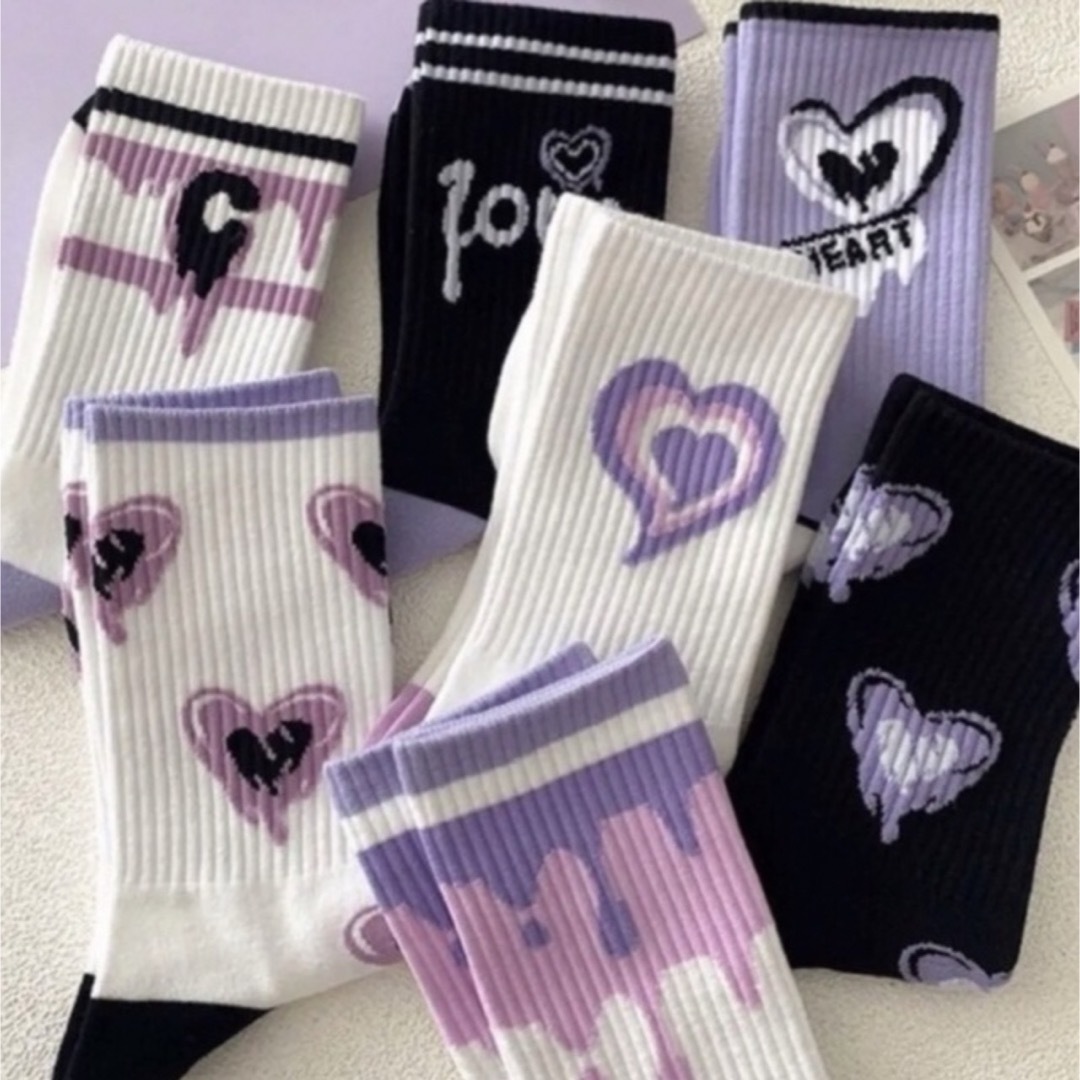 ENDO SOCKS パープルハートシリーズ可愛いジュニア靴下　大人靴下 キッズ/ベビー/マタニティのこども用ファッション小物(靴下/タイツ)の商品写真