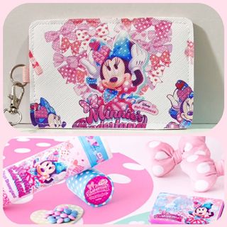 ディズニー(Disney)のストラップ&リール付き💓パスケースICカードケース　ディズニーランドミニー(パスケース/IDカードホルダー)