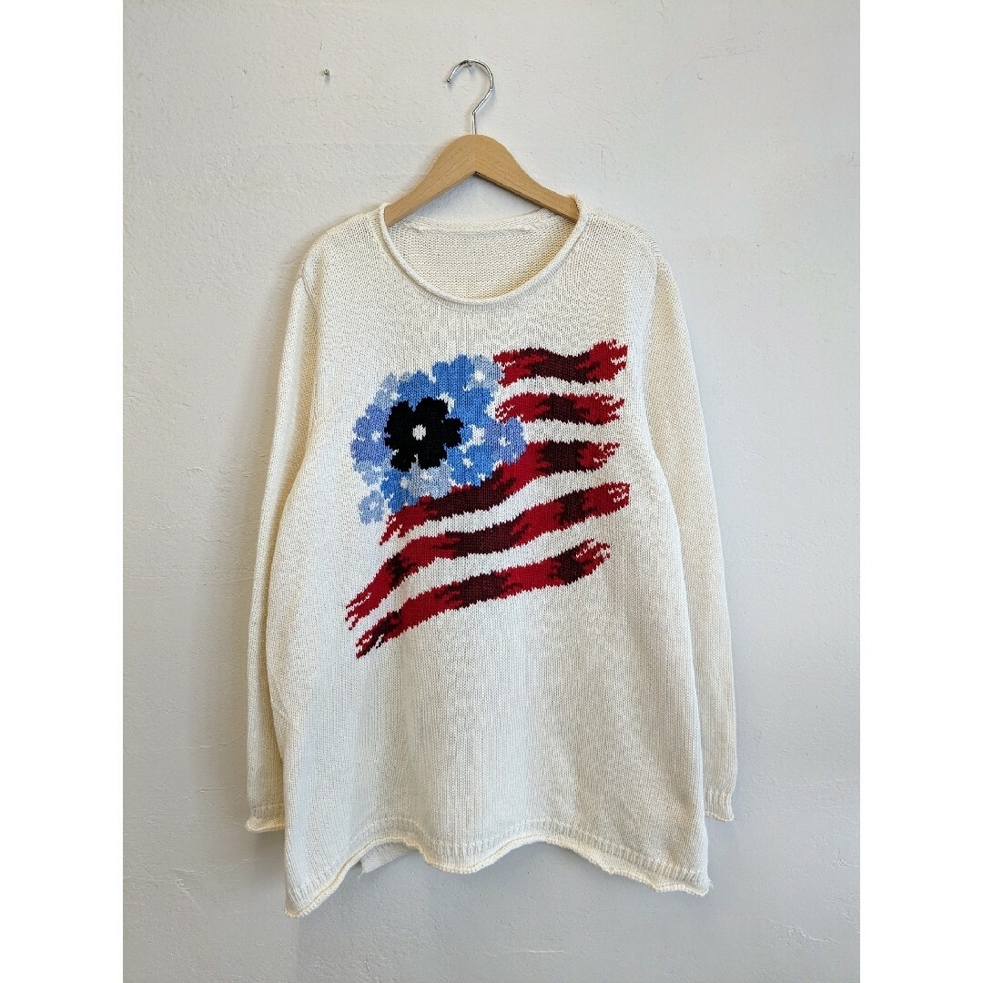 トップスVINTAGE AMERICAN FLAG DESIGN COTTON KNIT