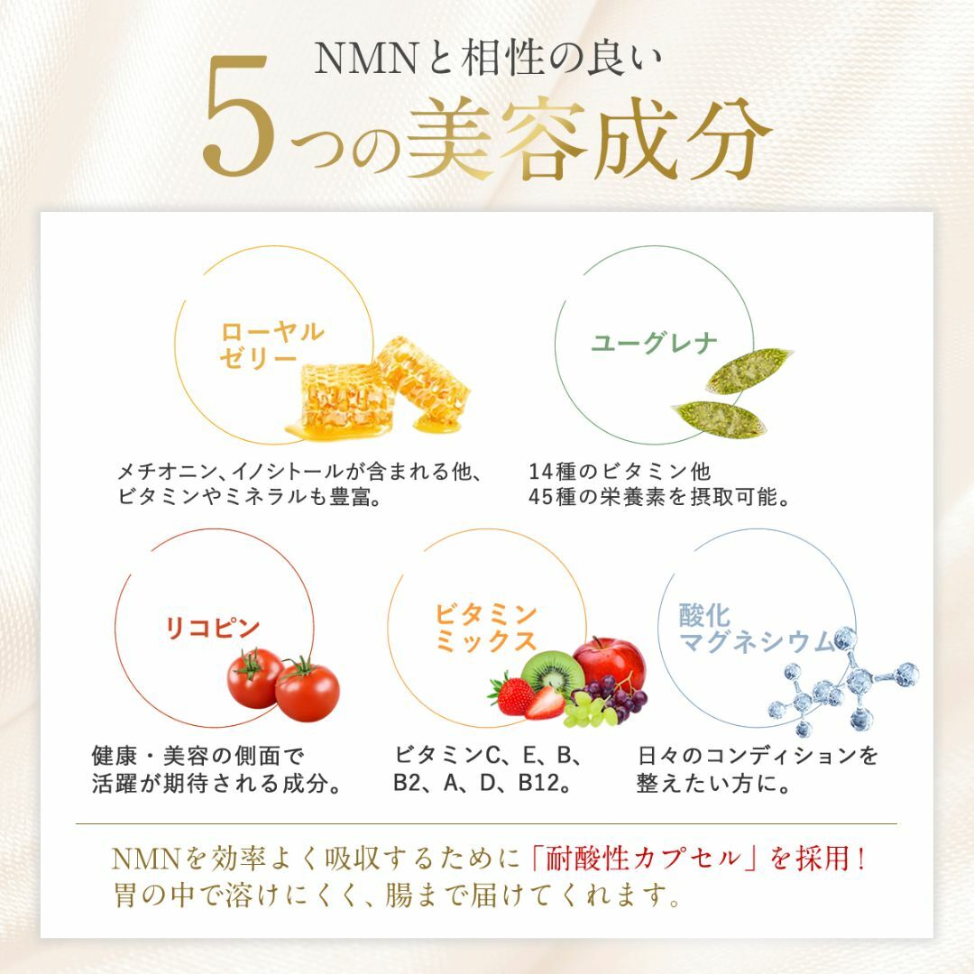 NMN 13500㎎ ユーグレナ ローヤルゼリー リコピン ビタミン 日本製 食品/飲料/酒の健康食品(ビタミン)の商品写真