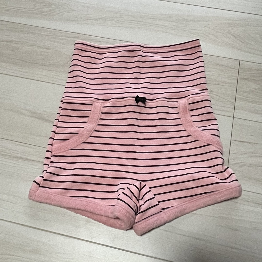 腹巻きパンツ　裏起毛　ピンク　ボーダー　 レディースの下着/アンダーウェア(アンダーシャツ/防寒インナー)の商品写真
