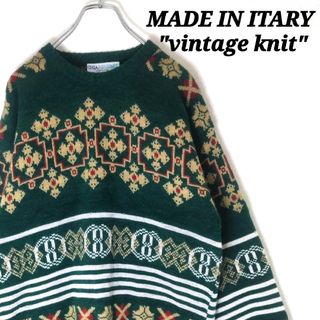 ヴィンテージ(VINTAGE)の【イタリア製】90' CHIARISSIMO　総柄デザインニット　vintage(ニット/セーター)