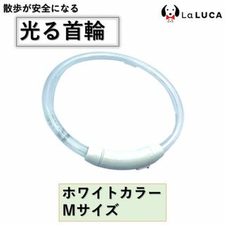 犬 c060-whi-M 光る首輪 LED ライト USB 充電式 おしゃれ(犬)