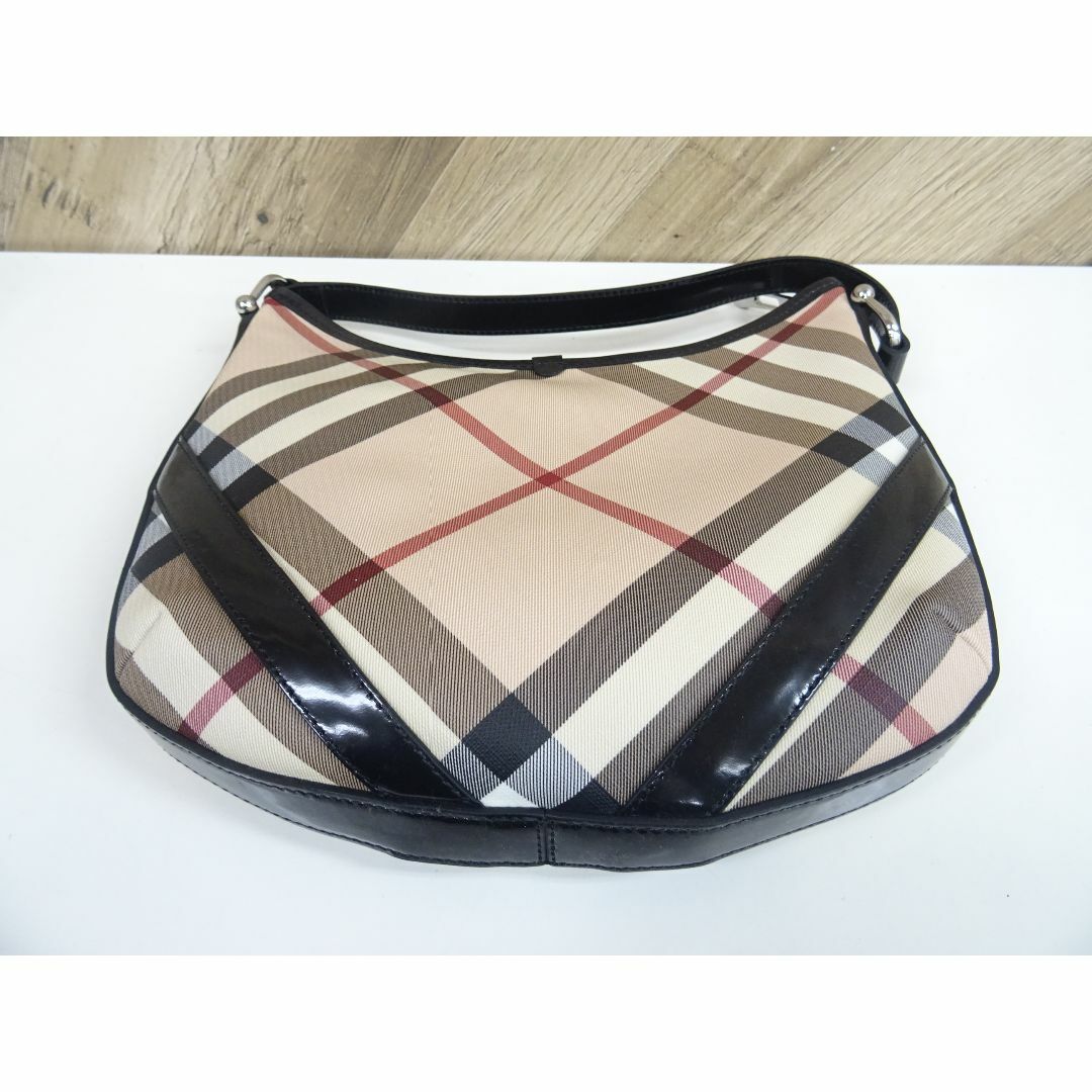 K名009/ バーバリー PVC レザー チェック ハンドバッグ K名009/ バーバリー PVC レザー チェック ハンドバッグ