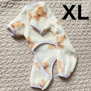 ホワイト XL ペット服　ドッグウェア　小型犬　服 フリースロンパース　もこもこ(犬)