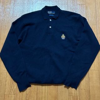 ポロラルフローレン(POLO RALPH LAUREN)のnugu ポロラルフローレン　セーター　ニット　紺　ロゴ　襟付き　ネイビー(ニット/セーター)