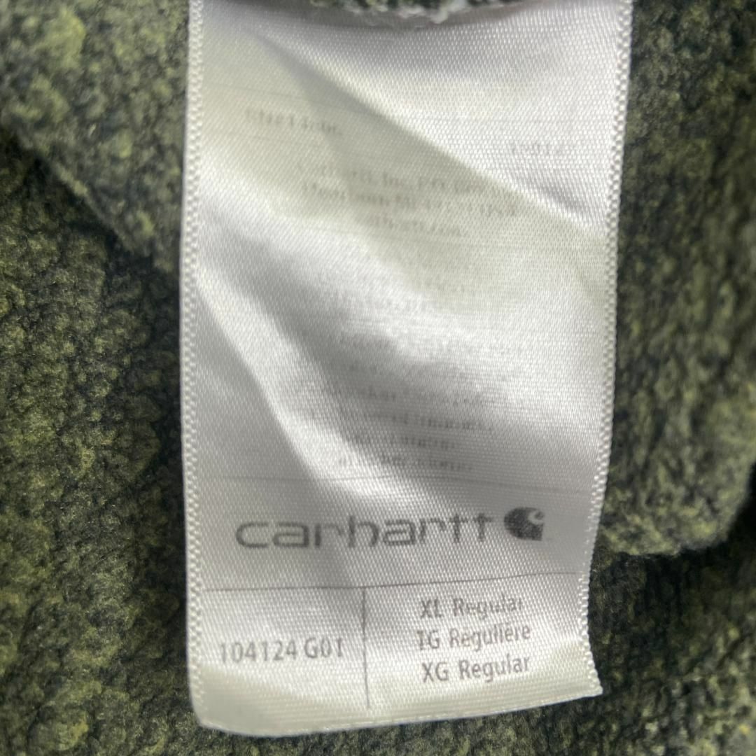 carhartt(カーハート)のレアカラー　Carhartt　パーカー　袖プリント　古着　グリーン　XL メンズのトップス(パーカー)の商品写真