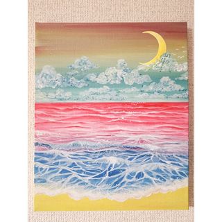 海　絵　風景画　アート　アクリル絵の具　一点物　原画(絵画/タペストリー)