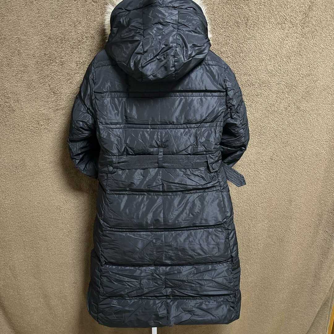 XLサイズ 豪華ファーフード レディース ダウンコート ブラック U555 レディースのジャケット/アウター(ロングコート)の商品写真