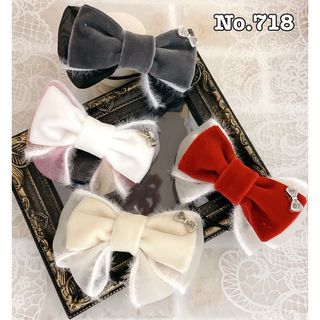 No.718リボンヘアゴム☆ベルベット☆バラ売り可・1個180円(ヘアゴム/シュシュ)