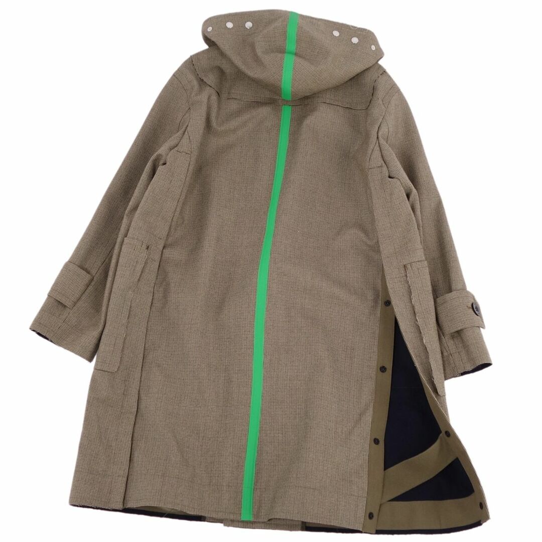 極美品 サカイ Sacai コート ロングコート 22AW Check Bonding Coat 22-02887M フーディー フード 千鳥格子  アウター メンズ 1(S相当) ブラウン