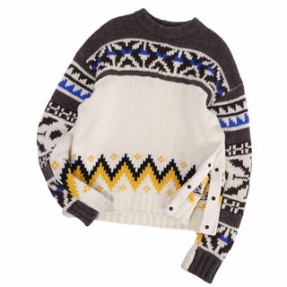 サカイ(sacai)の美品 サカイ Sacai ニット セーター プルオーバー 22AW Nordic Knit Pullover 22-02908M サイドスリット トップス メンズ 2(M相当) マルチカラー(ニット/セーター)