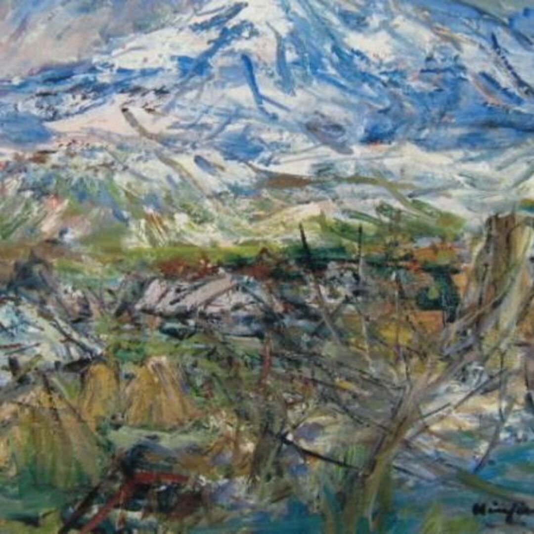 グランドセイコー セール 木田金次郎、『東山から見た早春の岩内山』、希少画集画、状態良好、送料無料、風景画 絵画+タペストリー
