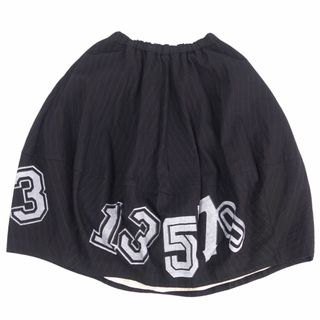 ブラックコムデギャルソン(BLACK COMME des GARCONS)の美品 ブラックコムデギャルソン BLACK COMME des GARCONS スカート 2021年 ナンバリングプリントストライプスカート ウールギャバジン ボトムス レディース S ブラック(ひざ丈スカート)