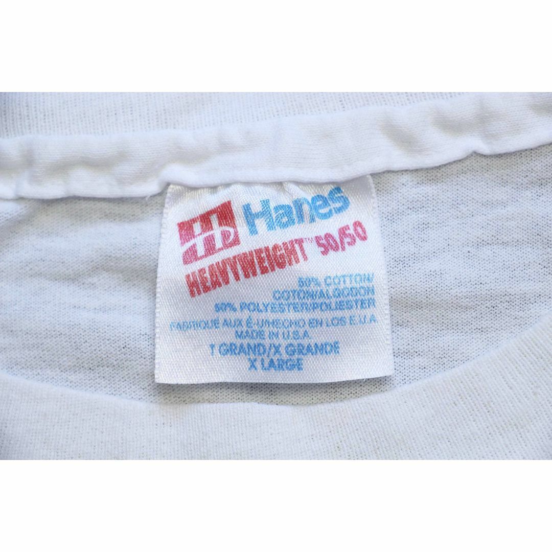 Hanes(ヘインズ)の90s USA製 Hanes KNOXVILLE nationals チェッカーフラッグ 両面プリント Tシャツ 白 XL★オールド ダート レース オフロード 蛍光 ネオン メンズのトップス(Tシャツ/カットソー(半袖/袖なし))の商品写真