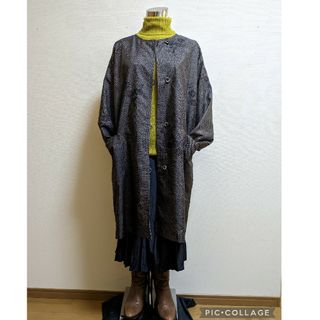 SOLD　着物リメイク　リバーシブルコート　大島紬　FREE SIZE(スプリングコート)