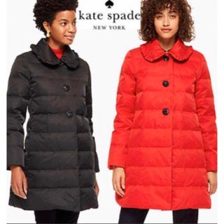 ケイトスペードニューヨーク(kate spade new york)のkate spade 襟付きダウンコート ロングコート サイズ2 赤(ダウンコート)