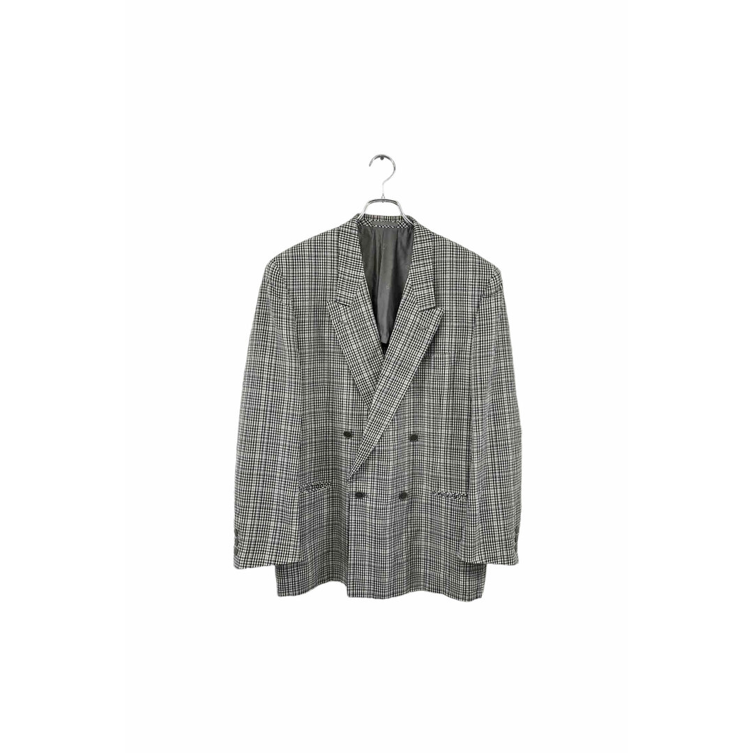Christian Dior check jacket クリスチャンディオール テーラードジャケット リネン混 グレー系 サイズL ヴィンテージ 6全体的なヨゴレダメージあり