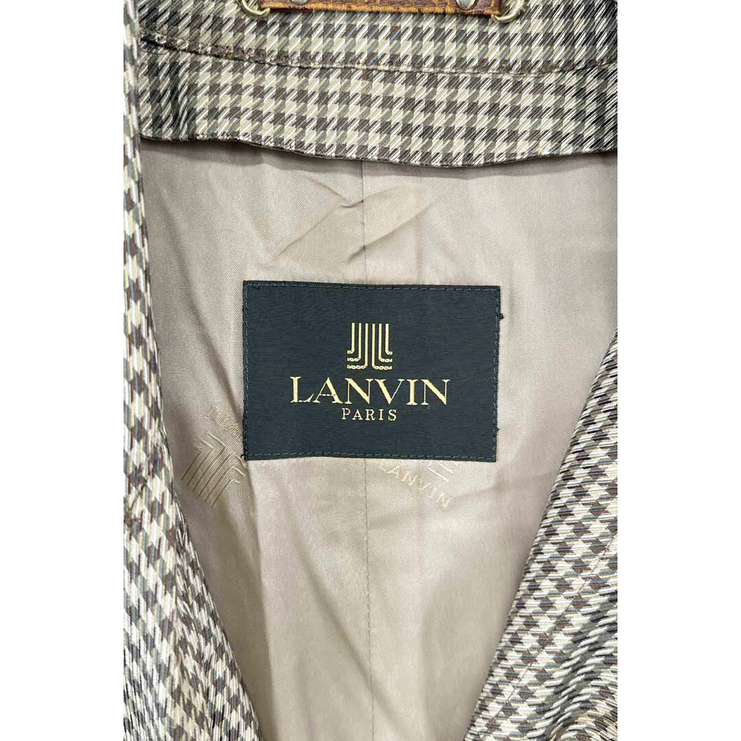 LANVIN silk coat ランバン ステンカラーコート シルク100% チェック柄 サイズR48-45 ブラウン系 ヴィンテージ 8 メンズのジャケット/アウター(ステンカラーコート)の商品写真