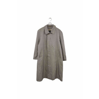 LANVIN silk coat ランバン ステンカラーコート シルク100% チェック柄 サイズR48-45 ブラウン系 ヴィンテージ 8(ステンカラーコート)