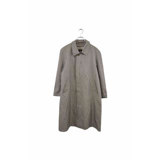 LANVIN silk coat ランバン ステンカラーコート シルク100% チェック柄 サイズR48-45 ブラウン系 ヴィンテージ 8(ステンカラーコート)