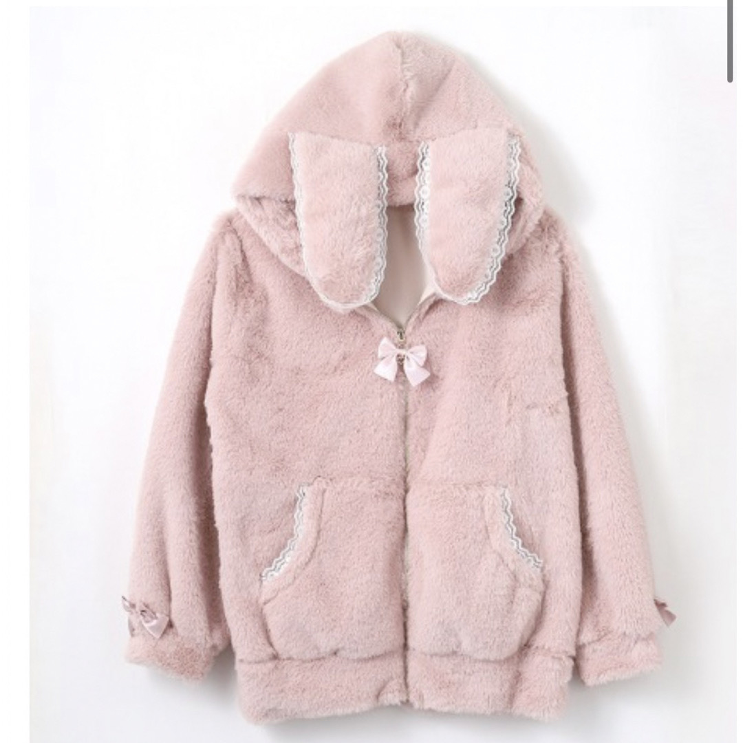 量産型 うさ耳 ファーアウター ピンク レディースのジャケット/アウター(毛皮/ファーコート)の商品写真
