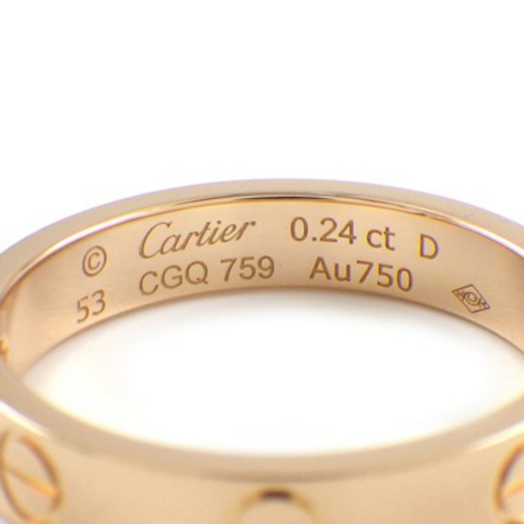 Cartier(カルティエ)のカルティエ Cartier リング ミニ ラブ ソリテール ソリティア 1ポイント ダイヤモンド 0.24ct(E/VVS1/3EX) K18PG 13号 / #53 【箱・保付き】 【中古】 レディースのアクセサリー(リング(指輪))の商品写真