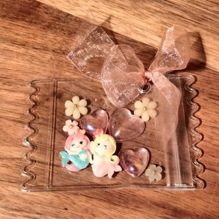 おもちゃ　人魚　ビジュー　リボン　ハンドメイド(ファッション雑貨)