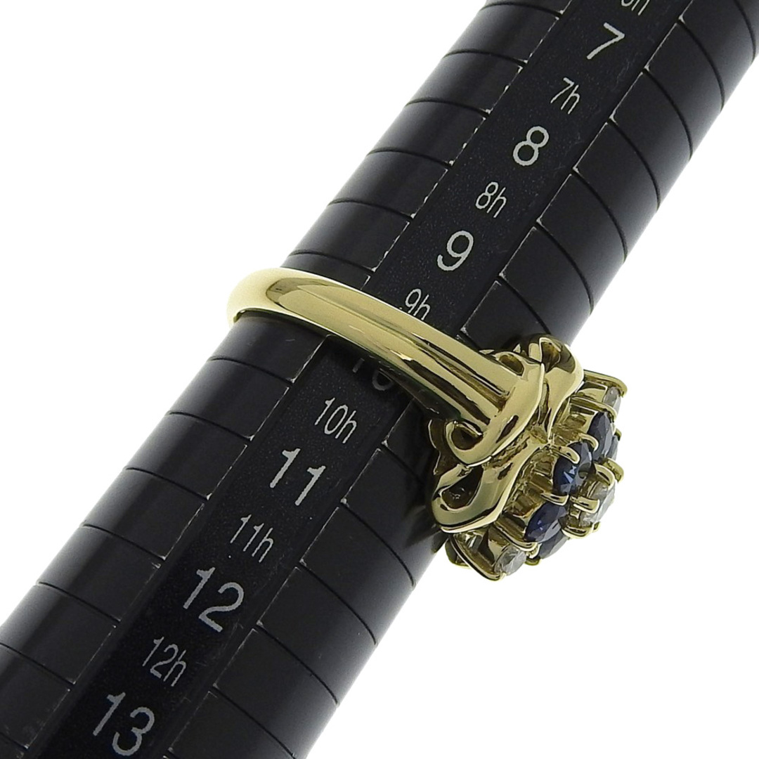K18イエローゴールド×サファイア×ダイヤモンド 10号 約5.7g レディース リング・指輪 レディースのアクセサリー(リング(指輪))の商品写真