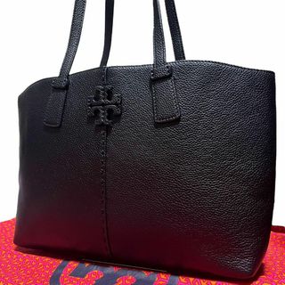 トリーバーチ(Tory Burch)の【美品】トリーバーチ マックグロー トートバッグ シボ革 レザー 黒(トートバッグ)