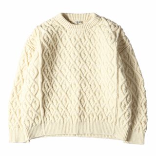 オーラリー(AURALEE)のAURALEE オーラリー ニット サイズ:4 19AW ハード ツイスト メリノ ウール アラン ニット セーター HARD TWIST MERINO ARAN KNIT P/O A9AP01FM トップス プルオーバー  ホワイト 白 日本製 ブランド 【メンズ】【中古】(ニット/セーター)