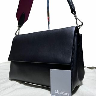 マックスマーラ(Max Mara)の【極美品】マックスマーラ ハンドバッグ 2way ロゴ刻印 レザー 黒 ピンク(ハンドバッグ)