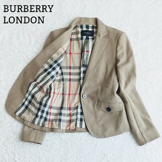 バーバリー(BURBERRY)の美品 バーバリーロンドン テーラードジャケット ノバチェック ベージュモカ L(テーラードジャケット)