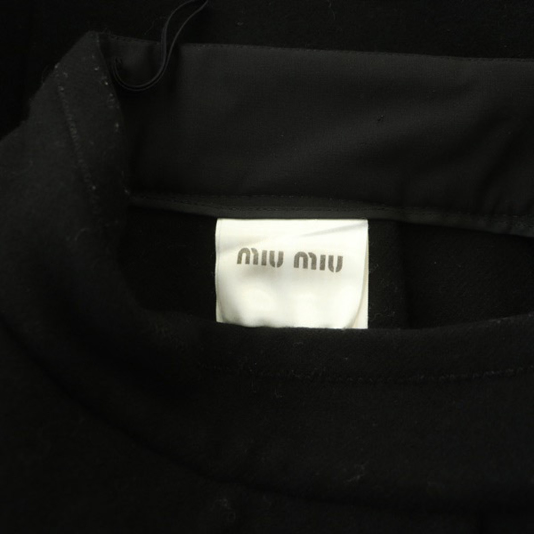 miumiu(ミュウミュウ)のミュウミュウ ウール ミニスカート 台形 タック ラップ イタリア製 38 黒 レディースのスカート(ミニスカート)の商品写真