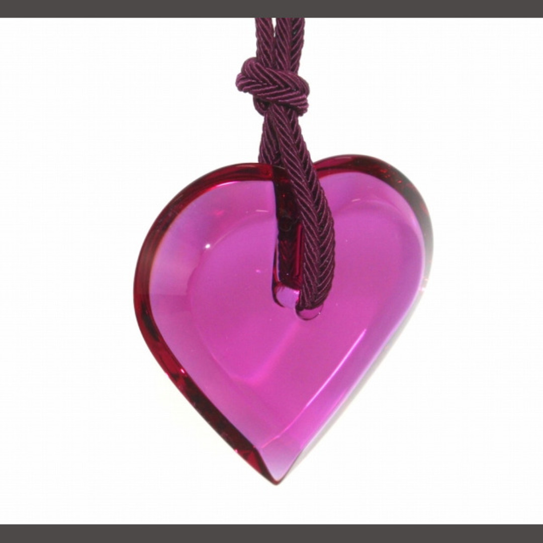 約70cmトップの大きさバカラ ハート ペンダント ネックレス クリスタル ロングネックレス 紫