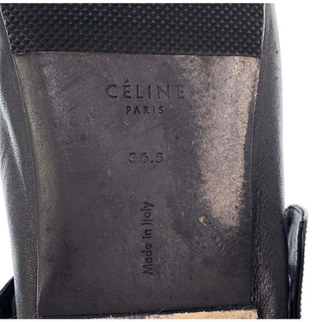 celine(セリーヌ)のCELINE / セリーヌ | フィービー期 ポインテッドトゥ Vカット ストラップ レザー フラットシューズ | 36.5 | ブラック | レディース レディースの靴/シューズ(バレエシューズ)の商品写真