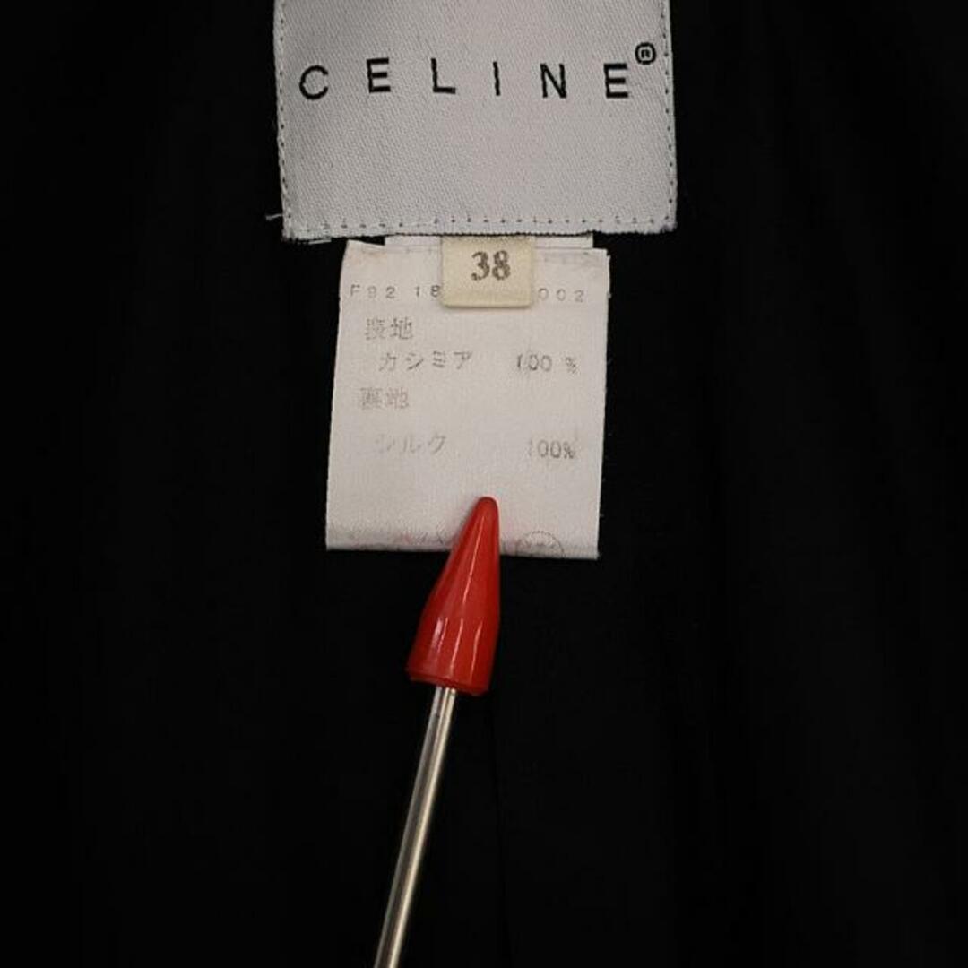 celine(セリーヌ)のCELINE / セリーヌ | cashmere 100％ / カシミヤ シングル チェスターコート / シルク総裏地 | 38 | ブラック | レディース レディースのジャケット/アウター(その他)の商品写真