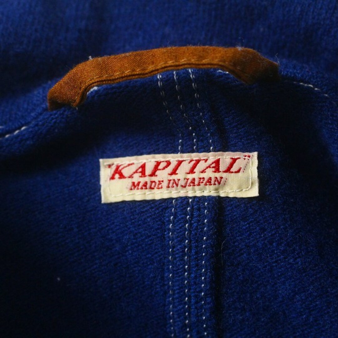 KAPITAL(キャピタル)のキャピタル チェスターコート 比翼ボタン ウール 薄手 ベルト付き XS 青 レディースのジャケット/アウター(その他)の商品写真