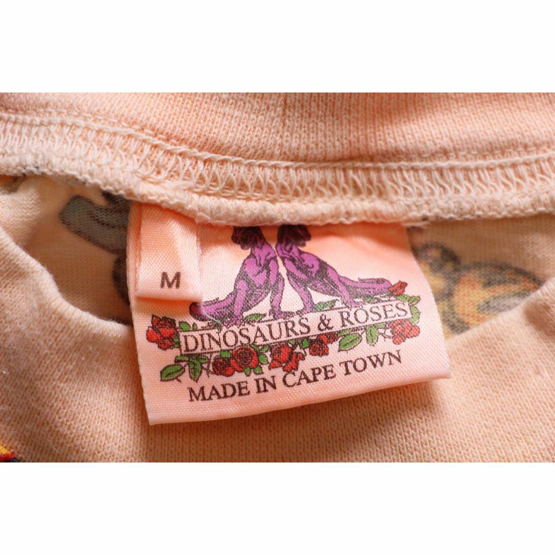 90s 南アフリカ製 DINOSAURS&ROSES ニワトリ たまご 総柄 コットンTシャツ ピンク★オールド ビンテージ チキン エッグ オーバーサイズ メンズのトップス(Tシャツ/カットソー(半袖/袖なし))の商品写真