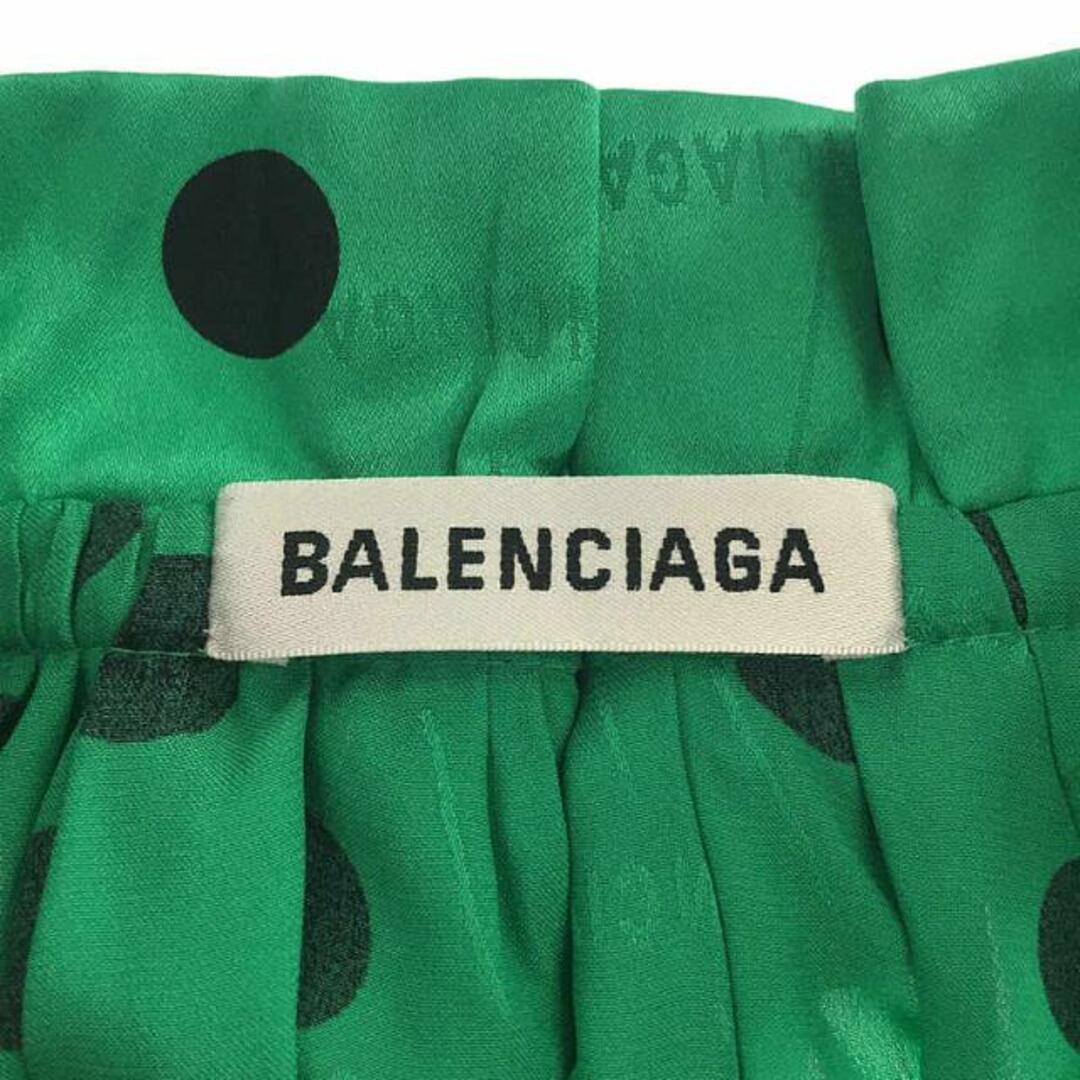 Balenciaga(バレンシアガ)のBALENCIAGA / バレンシアガ | シルク ロゴ ドット フリル アシンメトリー ドレス ワンピース | 34 | グリーン | レディース レディースのワンピース(ひざ丈ワンピース)の商品写真